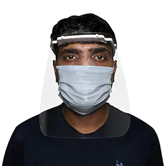 ORILEY ORFSN07 Disposable Face Shield with Adjustable Elastic Strap Anti-Splash Single Use Protective Facial Cover Transparent Full Face Visor with Eye & Head Protection (1 PC)