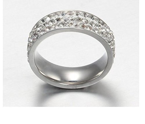 Schmuck Damen Ringe Ring 3 Reihe Österreich Kristall Frauen Ringe Für Hockzeit Verlobung Party (Innendurchmesser-20mm, Silber) - 3