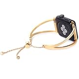 HuaForCity Apple Watch Band 38mm Edelstahl Gold,Damen iWatch Series 3 Schmuck Armband,Metall Armkette Ersatz Band für Mädchen,Armreif Schmuck Uhrenarmband für Apple Watch Series 3/2/1 (38mm Gold)