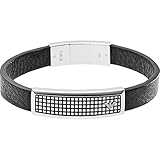 Emporio Armani Herren-Armband Edelstahl Leder 19 cm - EGS1941040