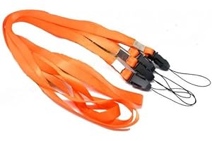 CKB LTD Cordon Lanyard courroie de cou Strap lanière For Carte ID Support De Badge Card/Mobile Phone USB Gym Key Access Pass Holder Loop Clips (Orange, 50 pièces)