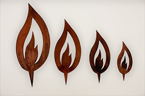 Metall Flammen in 4 verschieden Größen von Rostikal, Edelrost - 2