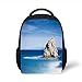 Produktbild Kids School Backpack Scenery House Decor,Big Formless Rock Italian Sea Sky European Secret Paradise Art,Turquoise Grey Plain Bookbag Travel Daypack