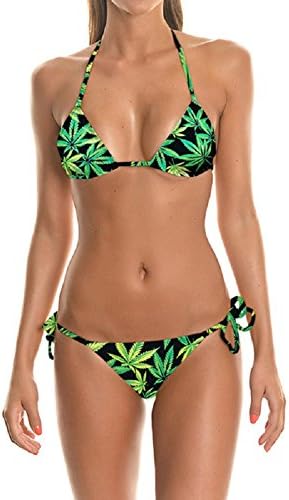 Yharadraf Home Swimwear Ladies Adjustalbe Halter Neck&amp;Bra Pads Swimsuit Froral Printed Strappy Triangle Swim Suit Sexy Bikini Sets for Women