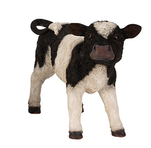 Kuh Figur Kalb stehend schwarz weiß 22 cm Tierfigur für Haus und Garten Gartenfigur