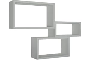 MODULARREDO | TRITTICO Set di 3 Mensole da Muro, Libreria Sospesa, Libreria Parete, Grigio Sasso, 45x27 p15.5 cm, 40x22 p15.5 cm e 35x17 p15.5 cm, Kit Tasselli Incluso - Made in Italy