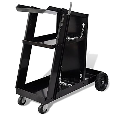 vidaXL Chariot pour poste de soudure avec 3 étagères Noir