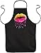 Produktbild Super coole Schürze in schwarz mit hochwertigem Neon Motiv: Lips like sugar - Strahlende Lippen mit fallenden Farbtropfen