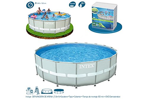 Intex 28332 Ultra Rondo II Frame Pool Set, Sandfilteranlage 6.056l/h, Leiter, Abdeckplane, Bodenschutzplane, 549 x 132 cm - 4