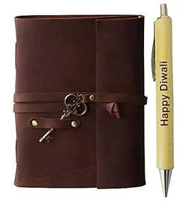 Rjkart Leather Handmade Antique Key Lock Diary with Pen Dark Brown Birthday and Anniversary Gift for Men Woman Boy Friend Girl Friend Husband Wife Brother Sister Father Mother