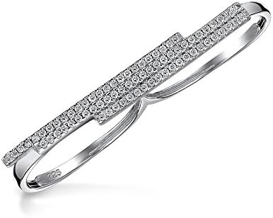 Bling JewelrySimple Romantic Large Pave Cubic Zirconia Elegant Full Finger Armor CZ Statement Swirl Infinity Ring For Women Teen.925 Sterling Silver