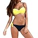 Produktbild Bikini Set Push Up, Amoyl Damen Verstellbarer Schultergurt Gepolsterter BH Mit Bandage Tanga 2 Stück Bademode Beachwear (Gelb, 2XL/D)