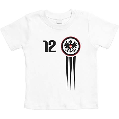 Österreich Nationalmannschft Trikot Fanshirt Nr 12 Unisex Baby T-Shirt Gr. 66-93 6-12 Monate / 76 Weiß