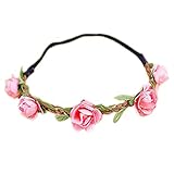 Hippie-Liebe Blumenkranz Blumenkrone Festival Hochzeit Haarkranz BOHO Blumenstirnband (Rosa)