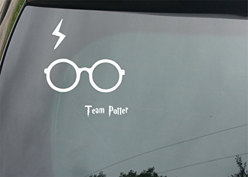 Pegatina de vinilo para el parachoques del coche con la frase Team Potter HP y las gafas de Harry Potter, de 150 mm