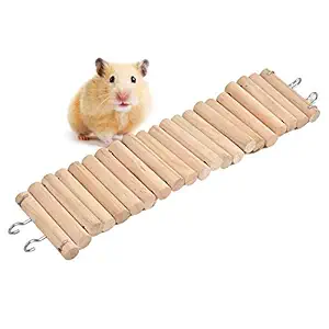 Ruiqas Hamster Ladder Pet Parrot Climbing Ladder Wood Suspension Bridge Birds Small Animal Toy (7.5x30cm/3x11.8 inch)