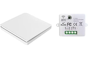 FUCHSWERK Funktaster Set - Funk-Wandschalter Lichtschalter mit Empfänger - 30M Reichweite Drahtlos Kinetischer Batterieloser | 1-Kanal/1-Taster