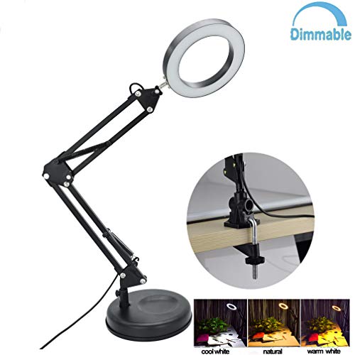 Preisvergleich Produktbild DINGLILIGHTING LED Sbreibtischlampe, Tischlampe Büro, Leselampe Dimmbar, Warmweiß / Kaltweiß / Tagelicht mit Gelenk-Arm, Klemmfuß (Ohne Stecker)