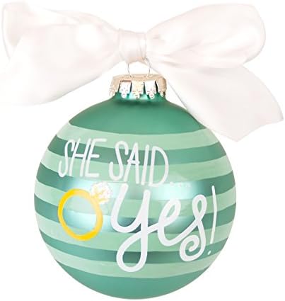 ""She Said Yes" large 10cm Decoration Bauble featuring a ring - Engagement Christmas