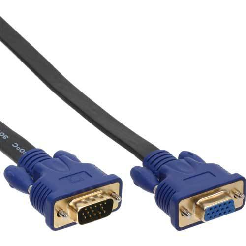 InLine 17742F S-VGA Verlängerung Flachkabel 15-polig HD Stecker auf Buchse 2m schwarz