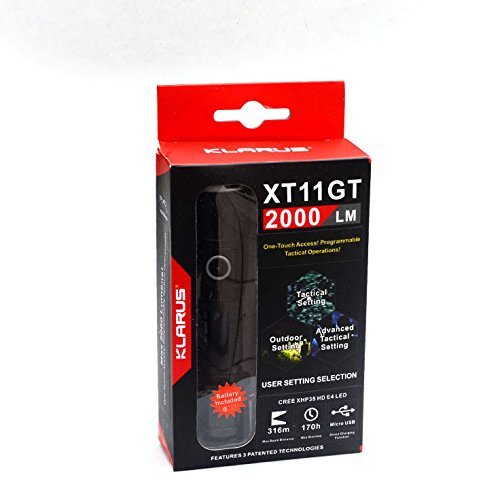 Klarus XT11GT ist die Klarus XT11S aktualisierte Version verwenden CREE XHP35 HD E4 LED Helligkeit von bis zu 2000 Lumen USB aufladbare Taschenlampe inklusive Original-Klarus 3100mAh Akku und NiteElf Schlüsselring - 6