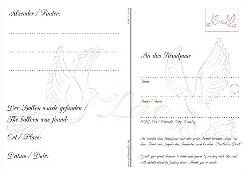 100 elegante Ballonflugkarten (Set 04) für die Hochzeit / Luftballon Postkarten von EDITION COLIBRI – umweltfreundlich, da klimaneutral gedruckt - 2