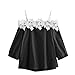 Produktbild Internet Damen Von Schulter T-Shirt Spitzenbluse (S, schwarz)