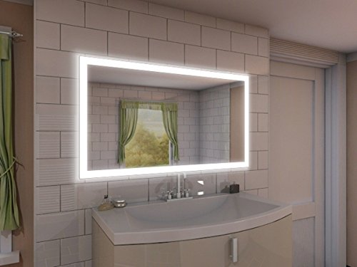 Badspiegel mit Beleuchtung New York M303L4: Design Spiegel für Badezimmer, beleuchtet mit LED-Licht, modern, groß, ohne Rahmen, rahmenlos – Kosmetik-Spiegel Toiletten-Spiegel Bad Spiegel Wand-Spiegel mit Beleuchtung - 3