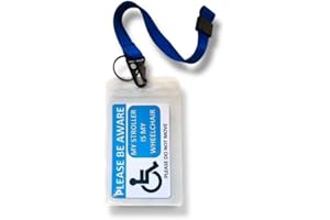 PAC SUPPLIES GLOBAL Please Treat Stroller As Wheelchair Tag with Blue Wrist Lanyard