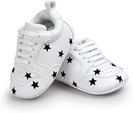 ESTAMICO Infant Baby Boys PU Leather White With Star Laces Sneakers Shoes