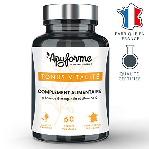 Apyforme - Tonus vitalité - Complément alimentaire multivitamines - Ginseng, kola et vitamine C - Vitamines 100% végétales - Made in France