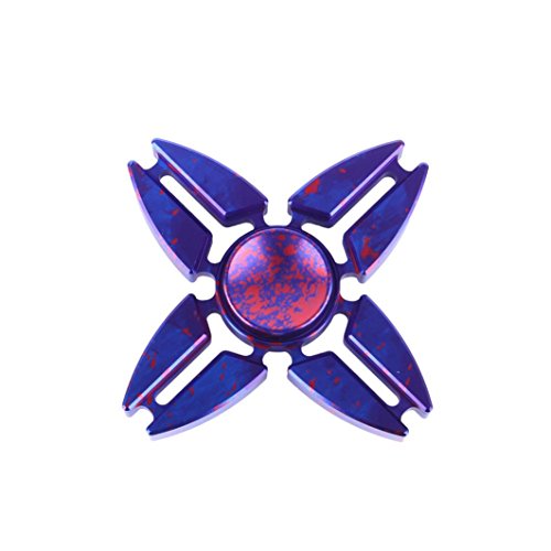 Bescita Cool Four Spinner Fidget Aluminum Finger Stress Hand Desk Toy EDC ADHD Autism (Purple)