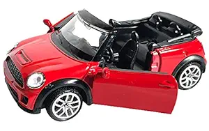 US1984 Diecast Metal Pullback Toy car Die-Cast 4 Wheel Drive Metal Car Pull Back with 2 Openable Doors with Front Light & Music for Boys and Girls - Red