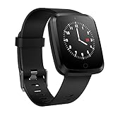 elecfan Fitness Armband mit Pulsmesser, Wasserdicht IP67 Fitness Tracker Aktivitätstracker Armbanduhr mit Pulsuhren Schrittzähler Anruf Beachten Kompatibel mit iPhone Android Handy (Schwarz)