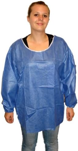 Enviroguard Soft Scrub Long Sleeve Shirt, Disposable, Elastic Wrists, Denim Blue, X-Large (Case of 50)