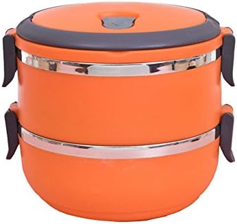 Fayear Double Layers Stainless Steel Insulation Thermal Lunch Box Food Storage Container Bento Box For Travel School Picnic &amp; Office (Orange)