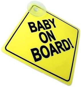 NEW 2 X BABY ON BOARD CHILD SAFETY WITH SUCTION CUPS CAR VEHICLE SIGN BABY IN CAR SIGN UNISEX TRADITIONAL BUMPER STICKER GRANDCHILED MATERNITY SIGN BABY IN CAR SIGN YELLOW PACK OF 2