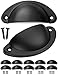 Produktbild FUXXER® - 10x Antik Schubladen Griff-Muscheln schwarz | Griff-Schalen für Schieber Buffets Kommoden Landhaus Stil | 10er Set mit Schrauben, schwarz