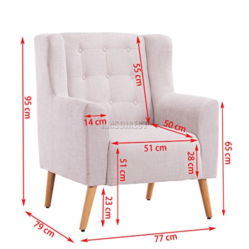 FoxHunter Linen Fabric Tub Chair Armchair Dining Living Room Lounge Office Modern Furniture Cream TC05 New
