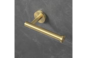 KES Toilet Roll Holder Wall Mounted, Brushed Brass Toilet Paper Holder, Gold Loo Roll Holder for Bathroom & Kitchen, Brushed Finish, A2175S12-BZ