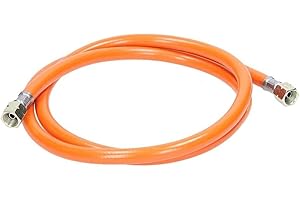 ECD Germany Wąż gazowy 150 cm – 2 x 1/4" lewy – G 1/4 LH-ÜM x RVS 8-10 bar – wąż ciśnieniowy do propanu średniego ciśnienia, wąż do przelewu, wąż łączący