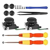 3D Replacement Joystick Analog Thumb Stick for Nintendo Switch Joy-Con Controller-With Tri-Wing & Cross Screwdriver and Fixing Tool (2-Pack) - 