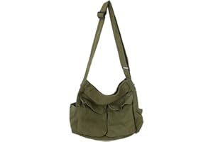 HUALEYNA HUALEENA płócienna torba crossbody dla kobiet, duże torby kurierskie, podróżna torba na ramię, wiele kieszeni, ZIELONY, Large