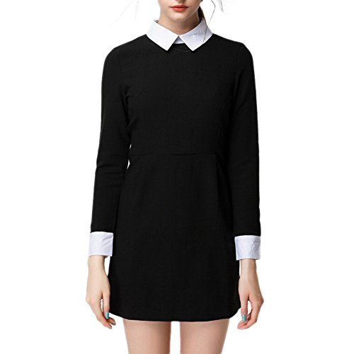 Preisvergleich Produktbild HSL Frauen-Anzug Kragen Langarm-Schlauch-Kleid (Black, M)