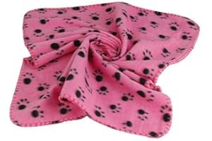 JS One Couverture d'hiver Chaude en Polaire Douce au Toucher avec Empreintes de Pattes pour Chat Chien et Chiot Taille Standard Lavable en Machine Chaude et Confortable légère 100 x 70 cm (L) - Rose