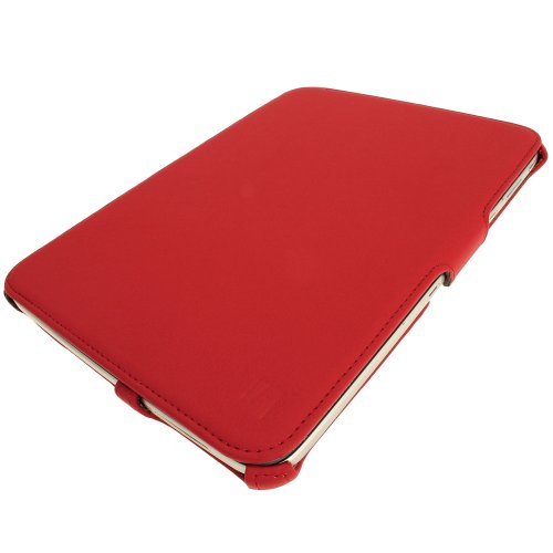 igadgitz Rot PU Ledertasche Hülle Cover für Samsung Galaxy Tab 3 10.1″ GT-P5210 mit Multi Winkelbetrachtungs Stand + Auto Sleep/Wake + Integrierte Handschlaufe + Displayschutzfolie - 2