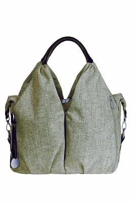 Lässig Sac à langer - Green Label Neckline chiné Choco Mélange - Sac à langer Multifonctionnel pour Maman Pratique avec porte biberon isotherme et un matelas à langer imperméable, poche grand et superbe