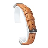 MeanLove Fitbit Alta und Alta HR Armband, aus echtem Leder, mit Schnalle, Ersatz-Armband, Lederband für Fitbit Alta HR und Alta, hellbraun