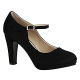  Damen Schuhe Pumps T-Strap High Heels Riemchenpumps Stilettos 157204 Schwarz Berkley 39 Flandell