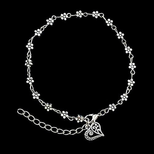 GYJUN Beach Style Silver Color Metal Flower Charms Anklets Christmas Gifts , silver